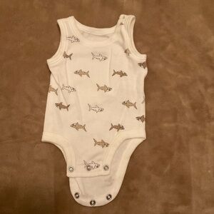 Carter's Cream and Brown Shark Print Bodysuit